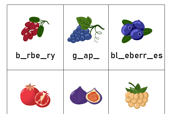 Missing Letters-Fruits Worksheet