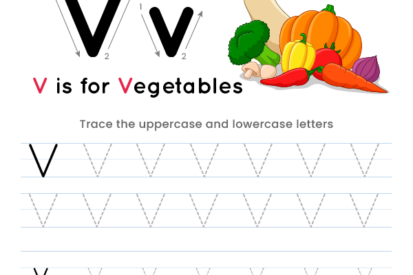 Letter Tracing Alphabet V Worksheet