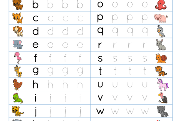 Lowercase Letter Tracing Worksheets