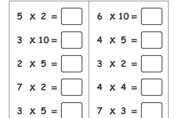 Times Table Exercise 1 Worksheet