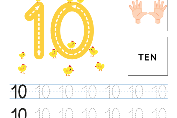 Number Tracing 10 Worksheet