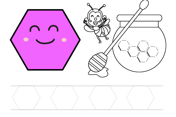 Hexagon Shape Tracing Worksheet