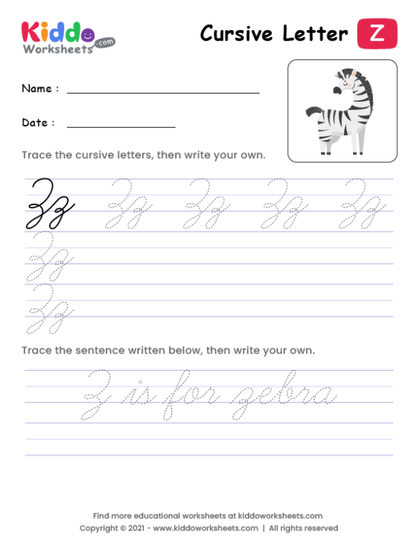 Cursive Writing Letter Z