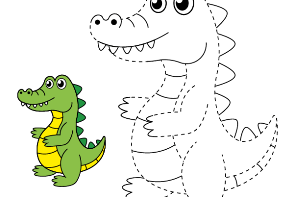 Trace and Color Alligator worksheet