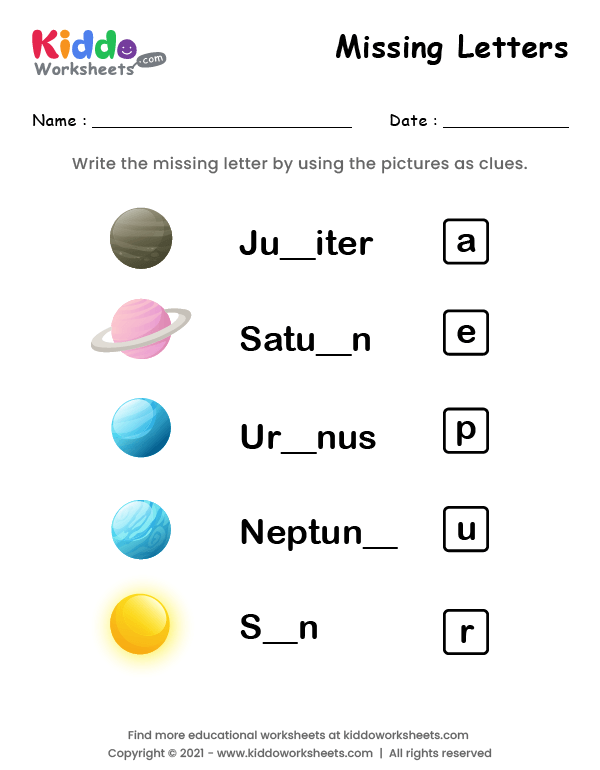 Missing Letters Planets