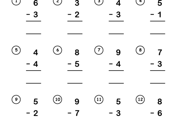 Single Digit Subtraction Worksheet