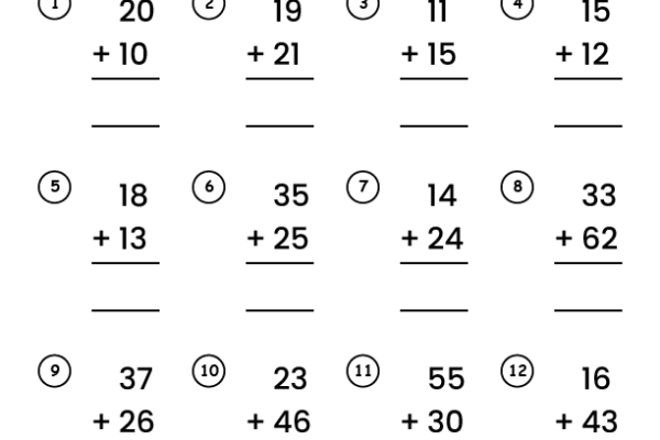 2 Digit Addition Worksheet