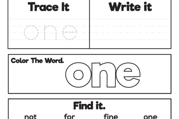 Sight Word Practice one Worksheet