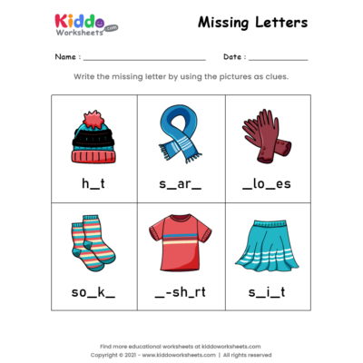 Missing Letters Worksheet 10