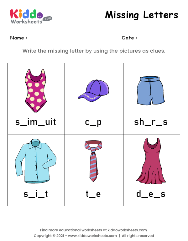 Missing Letters Worksheet 11