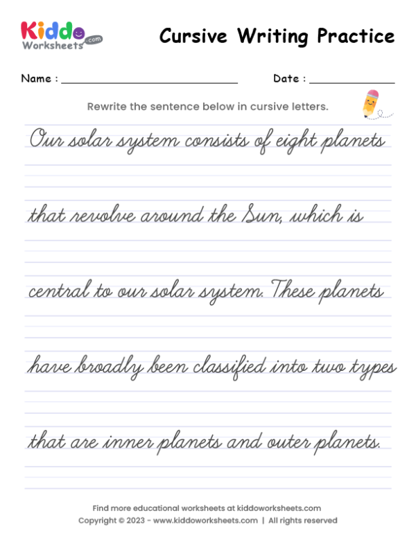 Cursive Writing Worksheet 9