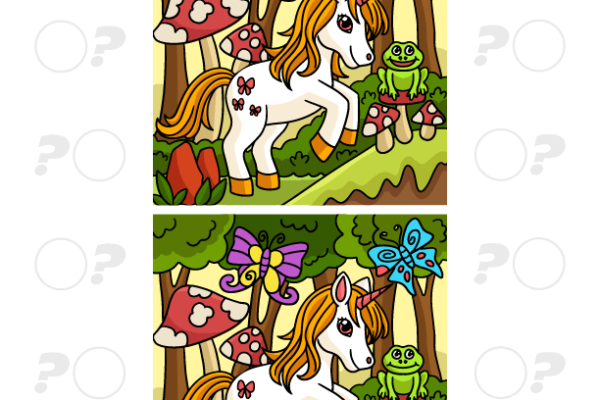 Unicorn Spot the Difference Worksheet