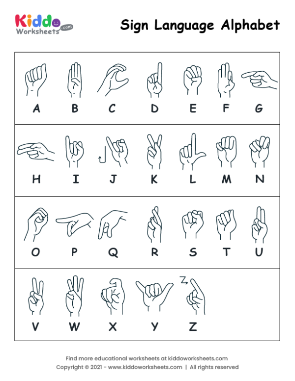 Printable Sign Language Worksheet