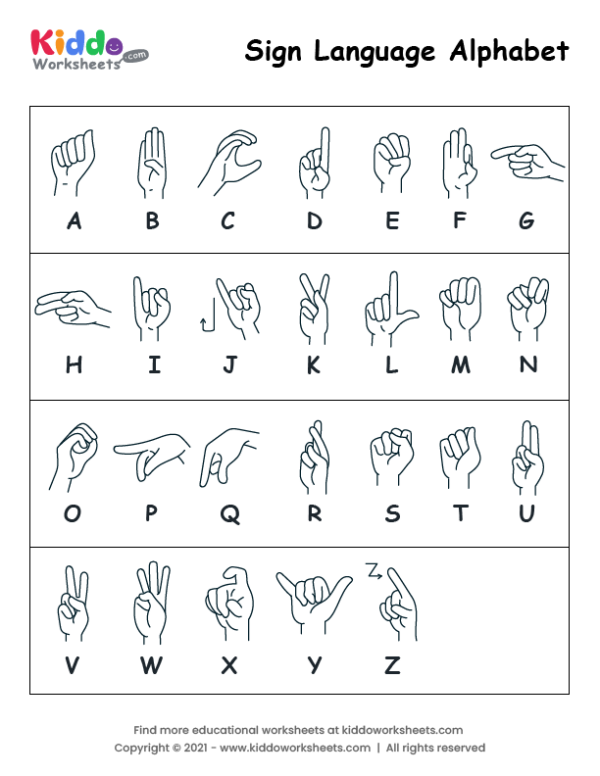 American Sign Language Words Worksheet Free Printable Worksheet